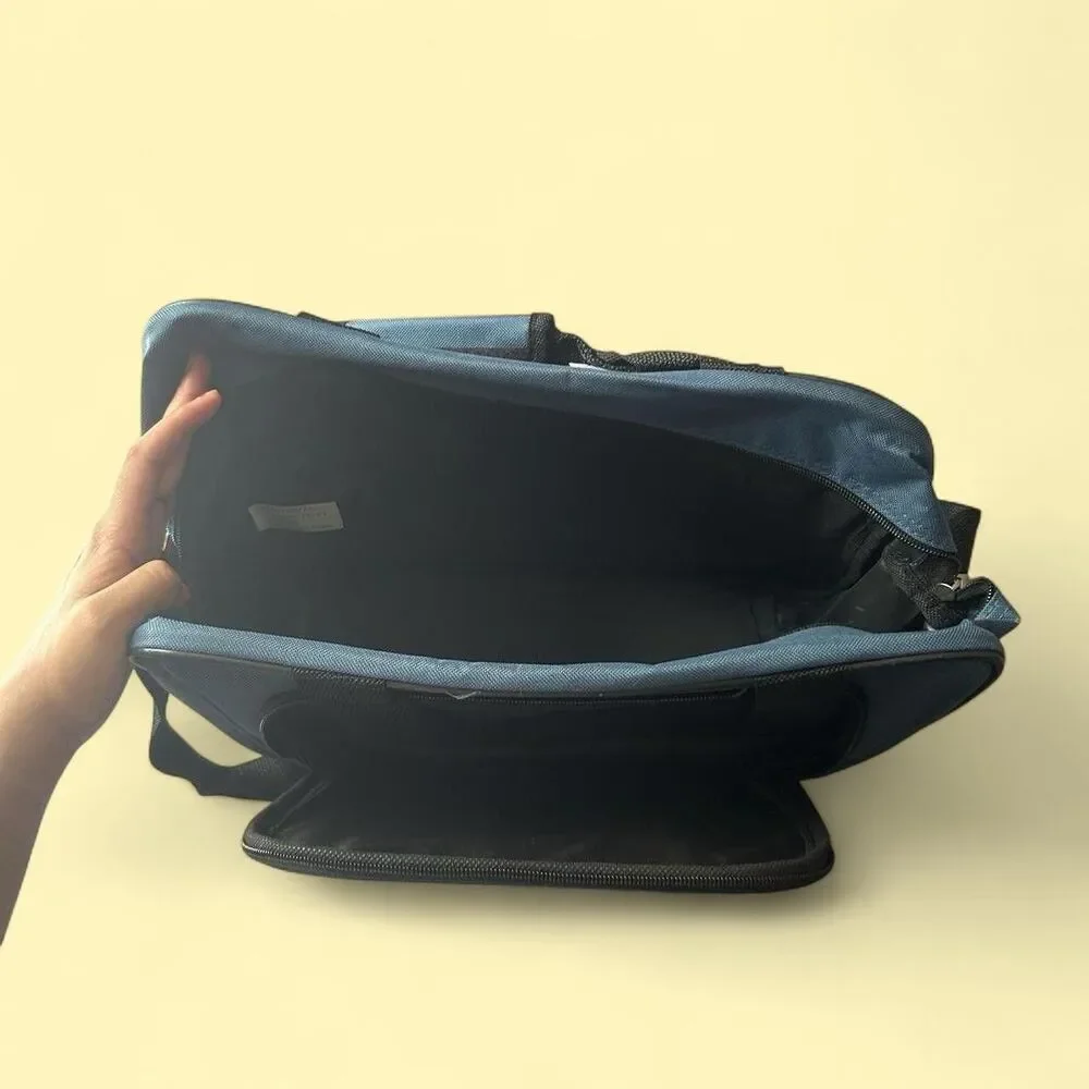 Vintage Blue 90s Laptop Bag/ Messenger Bag/ Backpack with Adjustable Strap